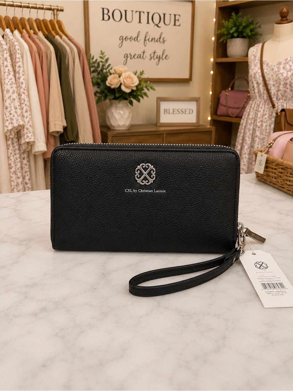 New With Tags Christian Lacroix Brandy Pebble Double Zipper Wallet